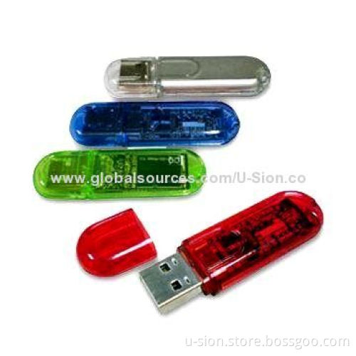 Colorful Translucent USB Flash Drives with 128MB to 64GB Capacity, Made of Plastic
